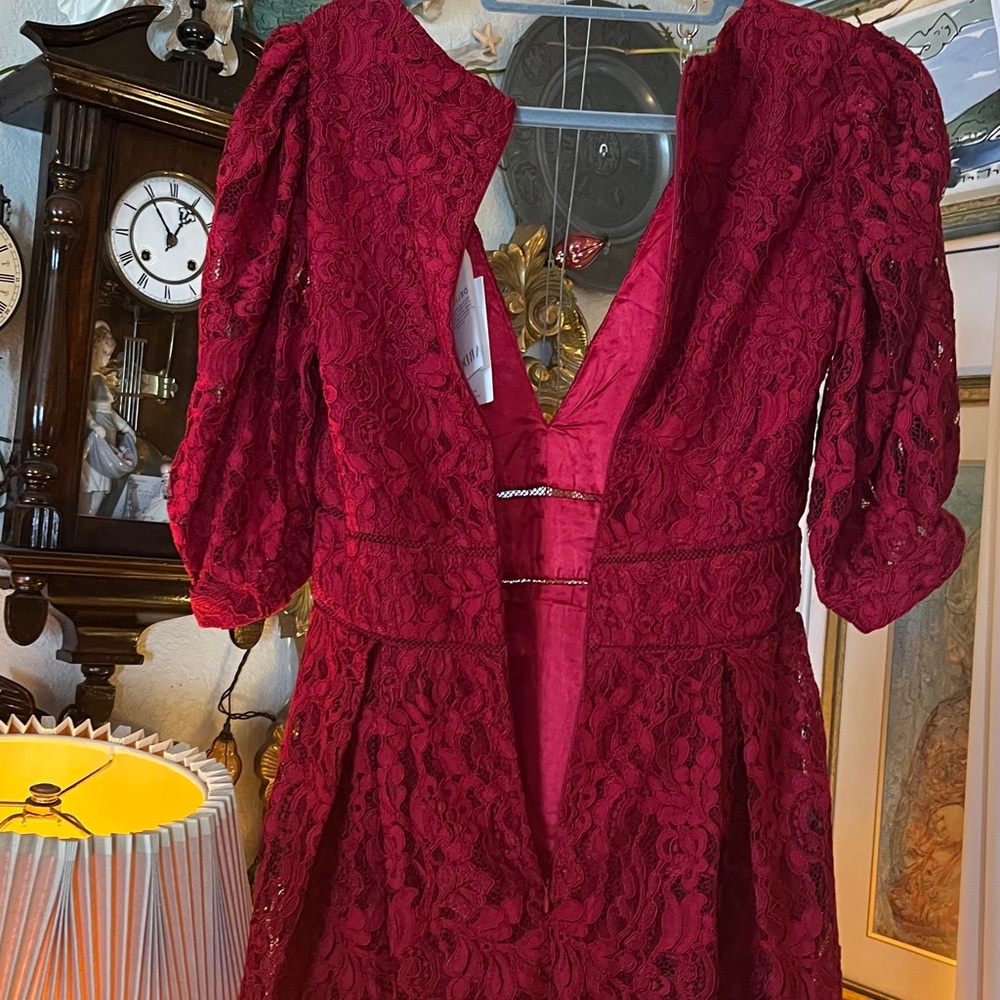 STUNNING Bardot Kira Mini Lace Dress in Crimson Size 6 - Picture 7 of 7